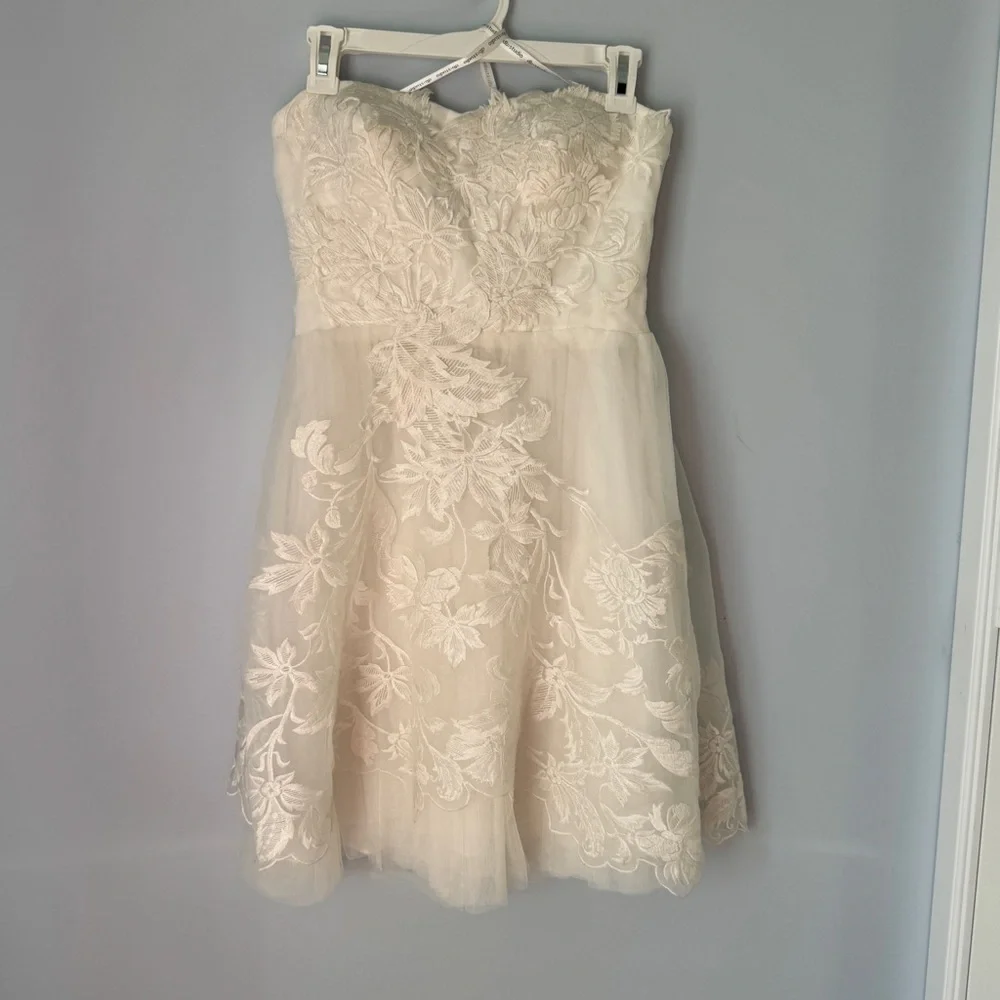 Db Studio White Lace Mini Dress Rehearsal Dinner Bride Reception Wedding Dress 6 - Picture 3 of 7